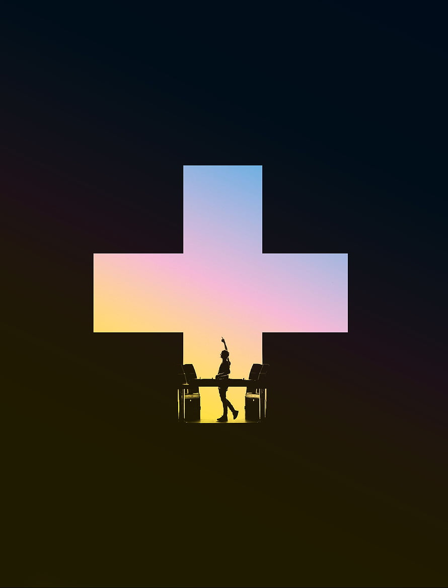 Martin Garrix Life Is Crazy Album Artwork with Silhouette and Gradient Cross HD phone wallpaper