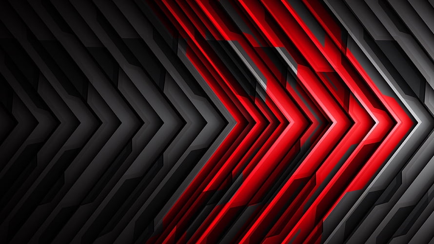 Abstract Geometric Arrow Pattern in Black and Red with Layered Depth HD wallpaper