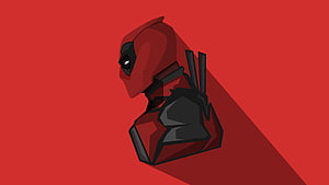 Deadpool Minimalist Geometric Bust Illustration on Red Background HD wallpaper