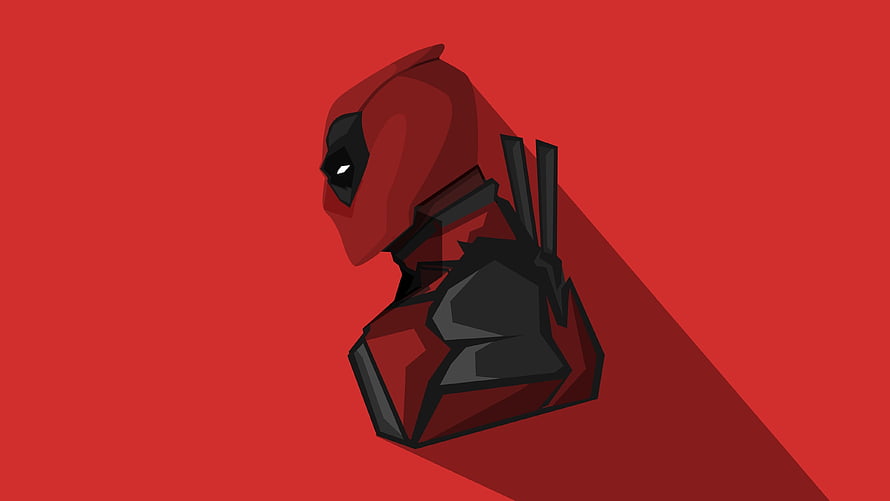 Deadpool Minimalist Geometric Bust Illustration on Red Background HD wallpaper