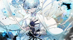 Hoshimachi Suisei Anime Illustration with White Hair and Blue Eyes HD wallpaper