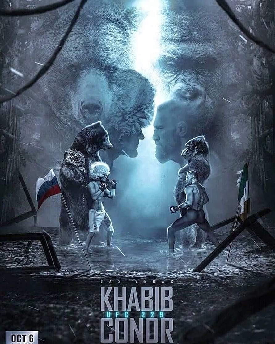 Khabib vs Conor McGregor UFC 229 Las Vegas Fight Poster with Bear and Gorilla Imagery HD phone wallpaper