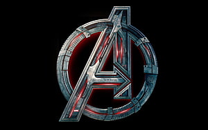 Avengers Age of Ultron Metallic Logo with Red Glow on Black Background HD wallpaper