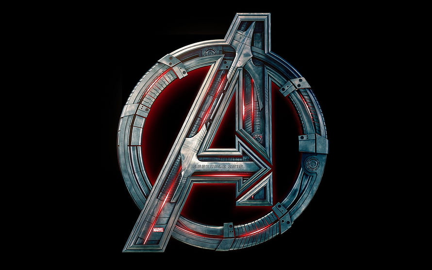 Avengers Age of Ultron Metallic Logo with Red Glow on Black Background HD wallpaper