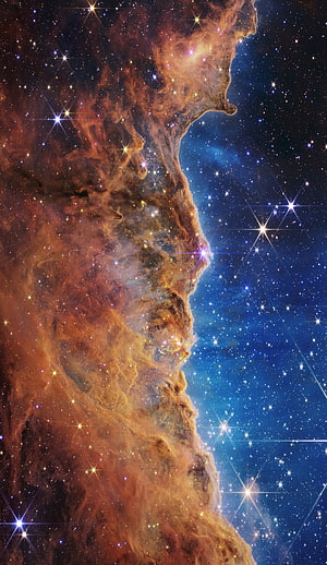 James Webb Telescope Deep Space Nebula with Golden Gas Clouds and Star Fields HD phone wallpaper