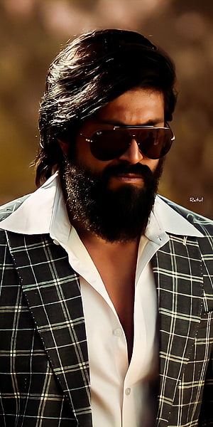Yash as Rocky in KGF Chapter 2 Wearing Sunglasses and Plaid Blazer HD phone wallpaper