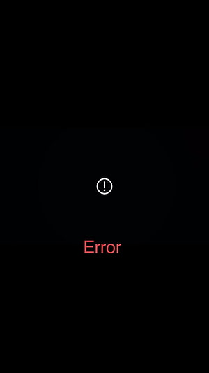 Minimalist Black Screen with Red Error Text and White Exclamation Icon HD phone wallpaper