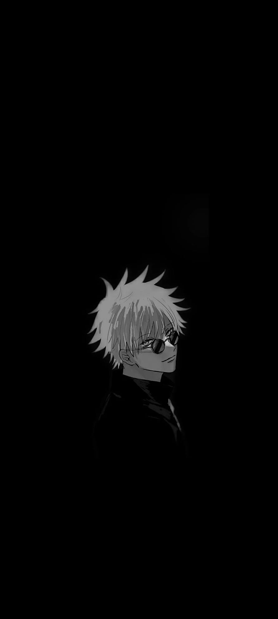 Satoru Gojo from Jujutsu Kaisen in a moody black and white anime portrait with sunglasses HD phone wallpaper