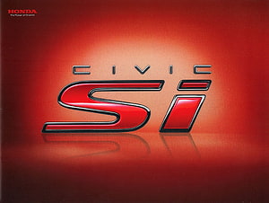 Honda Civic Si Emblem on Glossy Red Background with Reflection HD wallpaper