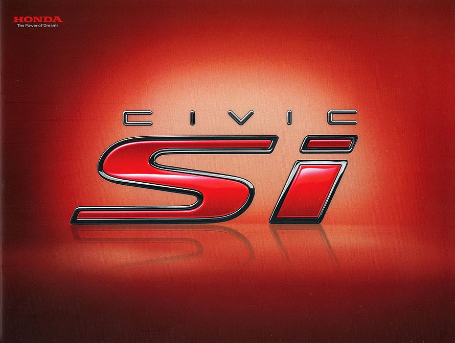 Honda Civic Si Emblem on Glossy Red Background with Reflection HD wallpaper