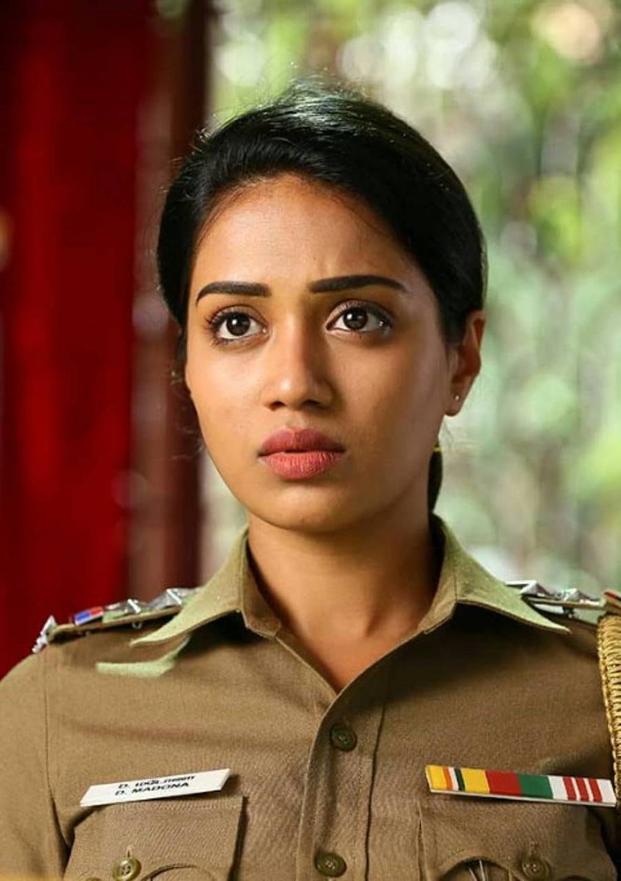 Nivetha Pethuraj in Indian Police Uniform with Medal Ribbons and Shoulder Insignia HD phone wallpaper