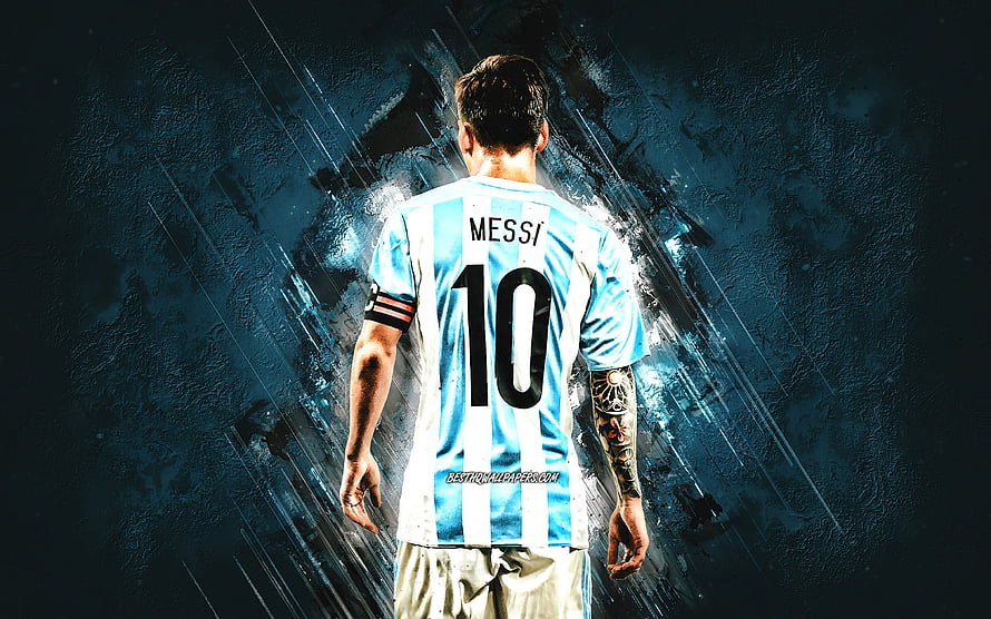 Lionel Messi Argentina National Team Jersey Number 10 Dramatic Portrait HD wallpaper