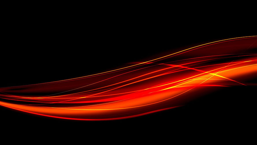 Abstract Red and Orange Light Streaks Flowing Across a Dark Black Background HD wallpaper