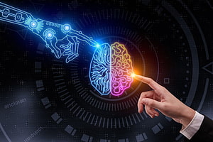 Human and robotic hands touching a glowing brain split between circuitry and neural pathways, The Pentagon Promises to Use Artificial Intelligence For Good, Not Evil. Artificial intelligence, Machine learning, Ai artificial intelligence, Military Intelligence HD wallpaper
