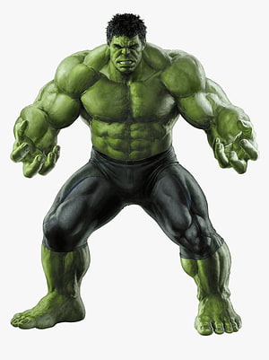 Hulk Full Body Character Render in Aggressive Stance with Muscular Green Skin and Black Shorts HD phone wallpaper
