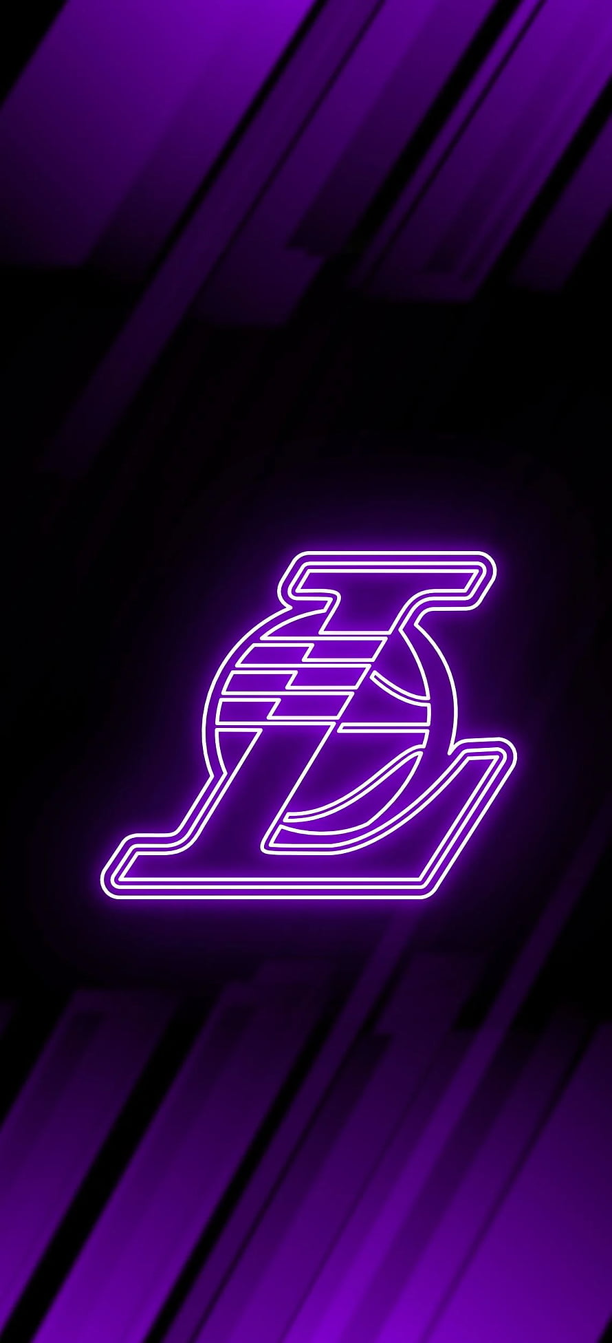 Los Angeles Lakers Neon Logo on Dark Purple Background HD phone wallpaper