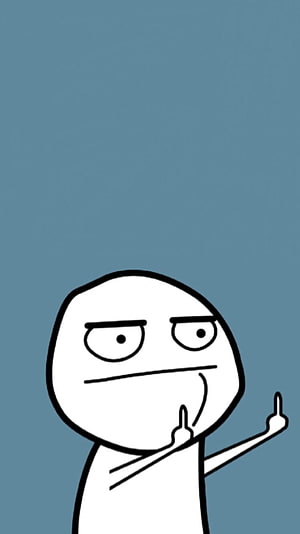 Rage Face Cartoon Character Giving Middle Finger on Blue Background HD phone wallpaper
