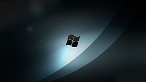 Dark Windows 10 Logo on Abstract Blue and Black Curved Background HD wallpaper