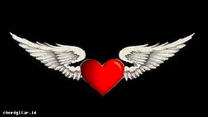 Red Heart with White Angel Wings on Black Background HD wallpaper