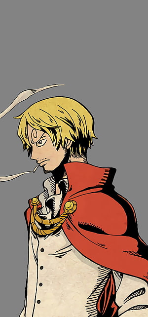 Sanji Vinsmoke from One Piece in Red Coat and White Shirt with Cigarette HD phone wallpaper