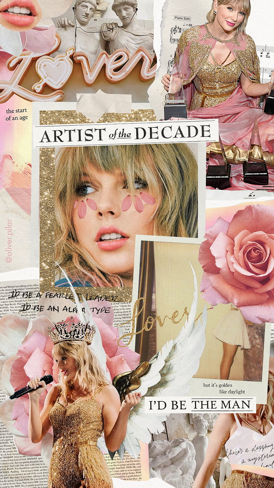 Taylor Swift Lover Era Collage with Artist of the Decade Award and Vintage Aesthetic HD phone wallpaper