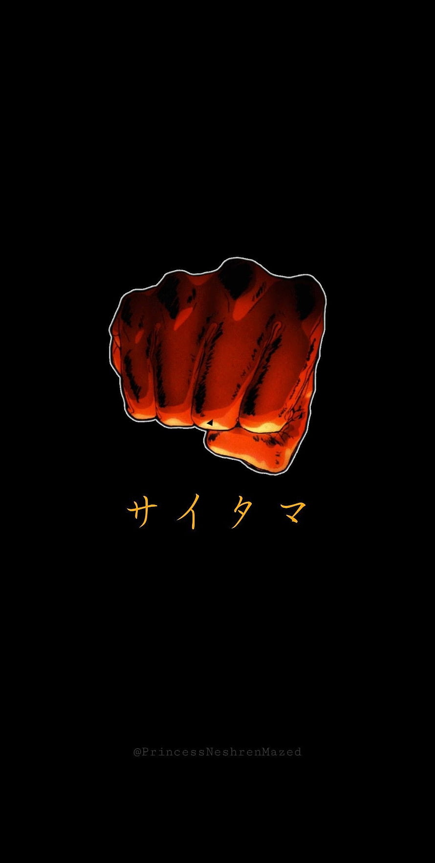 Saitama One Punch Man Red Fist Minimalist Black Background Anime Art HD phone wallpaper