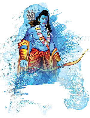 Lord Rama Digital Illustration with Bow and Arrows in Watercolor Style HD phone wallpaper