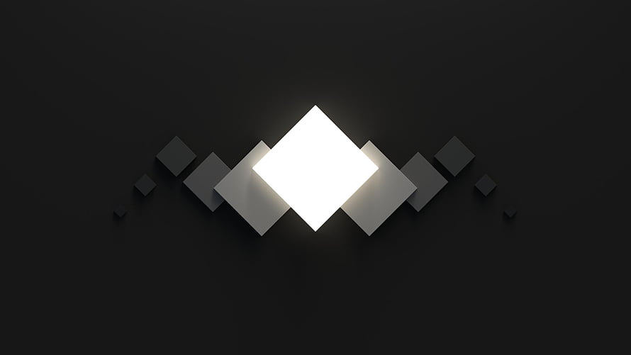 Monochrome Geometric Diamond Pattern with Central Light on Dark Background HD wallpaper