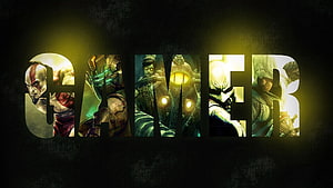 Gamer Typography Featuring Kratos, Master Chief, and Batman in Dark Cinematic Style, papel de parede de jogos. Gaming , Gaming , Best gaming, Beautiful Games HD wallpaper