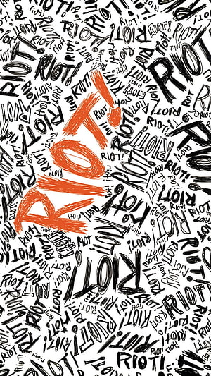Paramore Riot Album Artwork with Bold Orange Typography and Black Scribble Pattern HD phone wallpaper