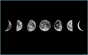 Seven Moon Phases in a Row Against a Black Sky HD wallpaper