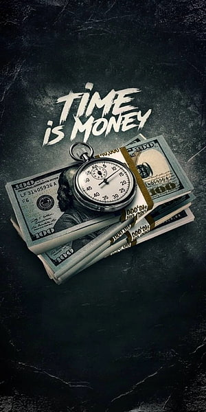 Time Is Money: Vintage Stopwatch Resting on Stacks of Cash for Business Motivation HD phone wallpaper