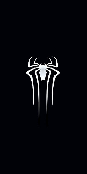 Minimalist White Spider-Man Logo on Black Background HD phone wallpaper