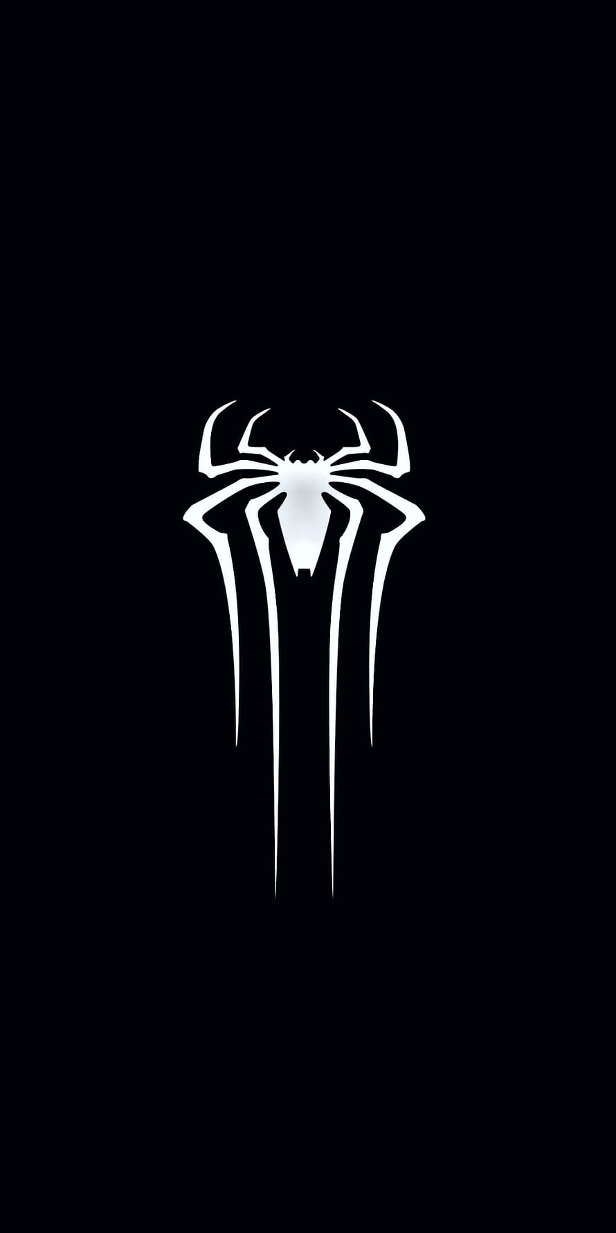 Minimalist White Spider-Man Logo on Black Background HD phone wallpaper