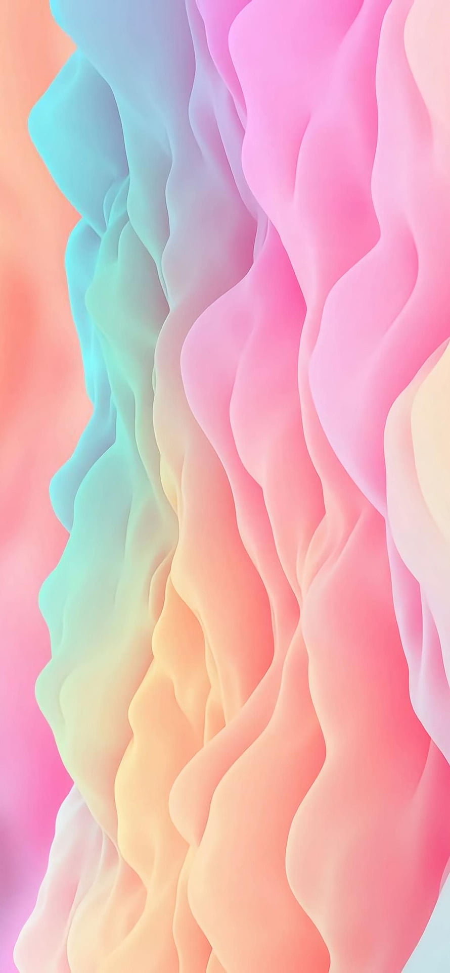 Pastel 3D Wavy Abstract Gradient Background with Soft Pink and Blue Tones HD phone wallpaper