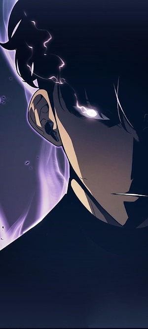 Sung Jin-Woo Dark Profile with Glowing Eye and Purple Aura HD phone wallpaper