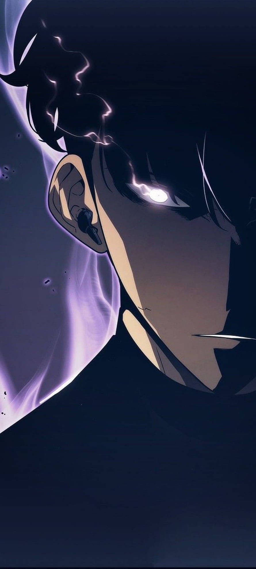 Sung Jin-Woo Dark Profile with Glowing Eye and Purple Aura HD phone wallpaper