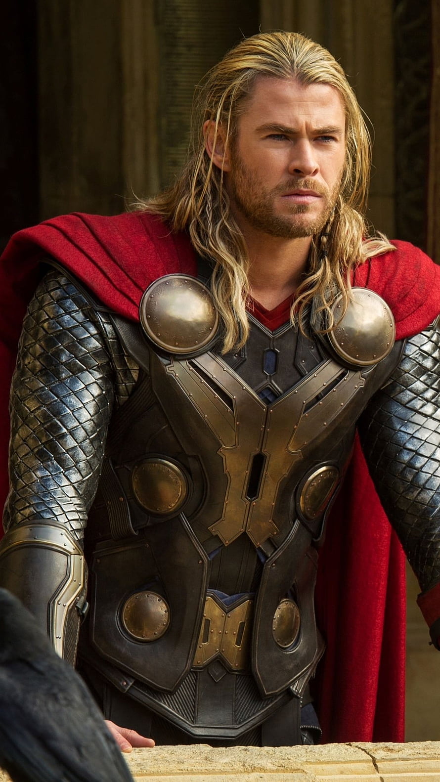 Thor in Asgardian Armor and Red Cape from the Marvel Cinematic Universe HD phone wallpaper