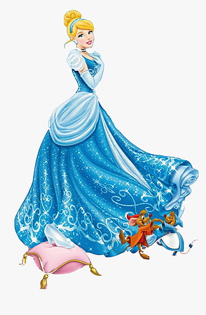 Cinderella in Blue Ballgown with Glass Slipper and Mice Friends HD phone wallpaper