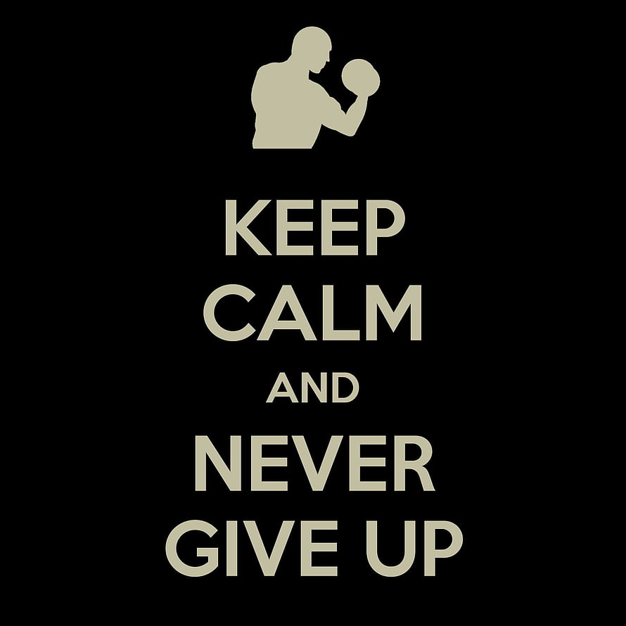 Keep Calm and Never Give Up Boxing Silhouette Motivational Quote on Black Background HD phone wallpaper