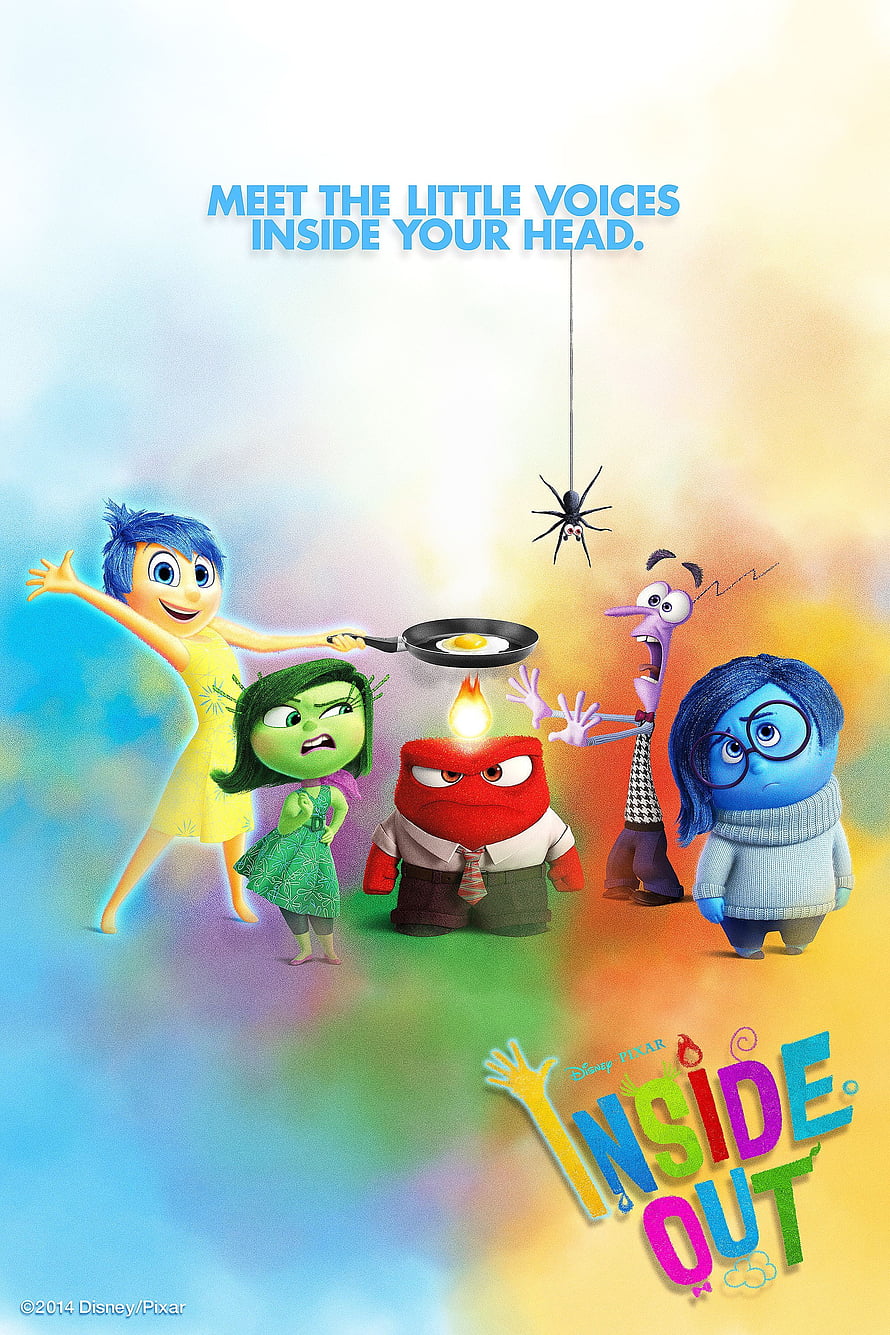 Inside Out Movie Poster Featuring Joy, Sadness, Anger, Disgust, and Fear HD phone wallpaper