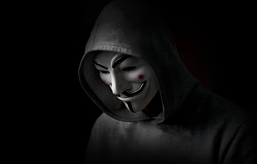 Anonymous Guy Fawkes Mask in Dark Hoodie Against Black Background HD wallpaper