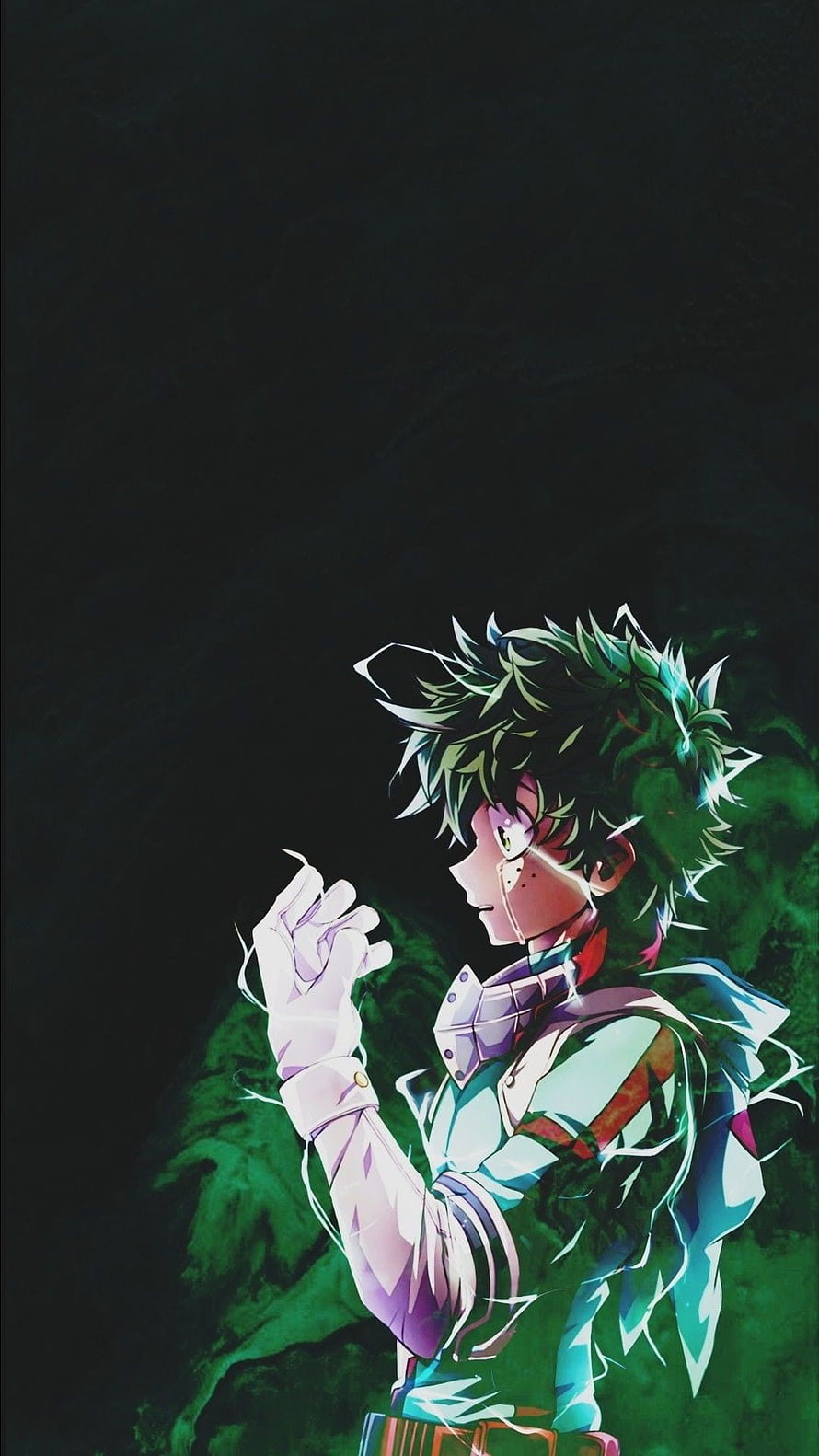 Izuku Midoriya in Hero Costume with Green Energy Aura from My Hero Academia HD phone wallpaper