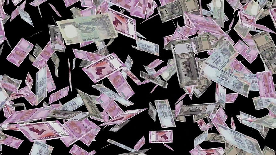 Indian Rupee Banknotes Falling Against Black Background HD wallpaper