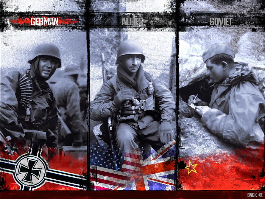 World War II Soldier Triptych: German, Allied, and Soviet Frontline Portraits HD wallpaper