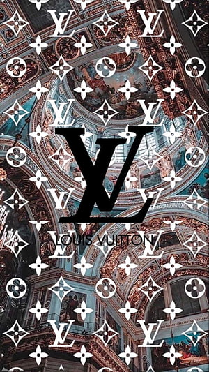 Louis Vuitton Monogram Pattern Over Baroque Cathedral Dome Interior HD phone wallpaper