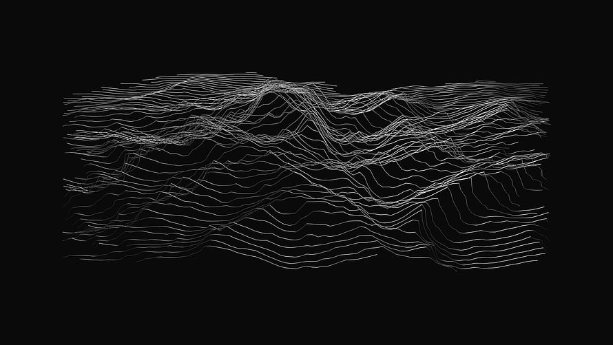 Abstract Topographic Wireframe Landscape with Flowing Contour Lines on Black Background HD wallpaper
