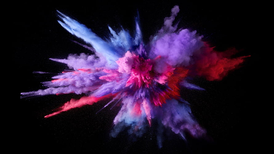 Vibrant Multicolored Powder Explosion on Black Background HD wallpaper