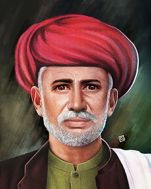 Digital Portrait of Mahatma Jyotiba Phule Wearing a Red Turban HD phone wallpaper