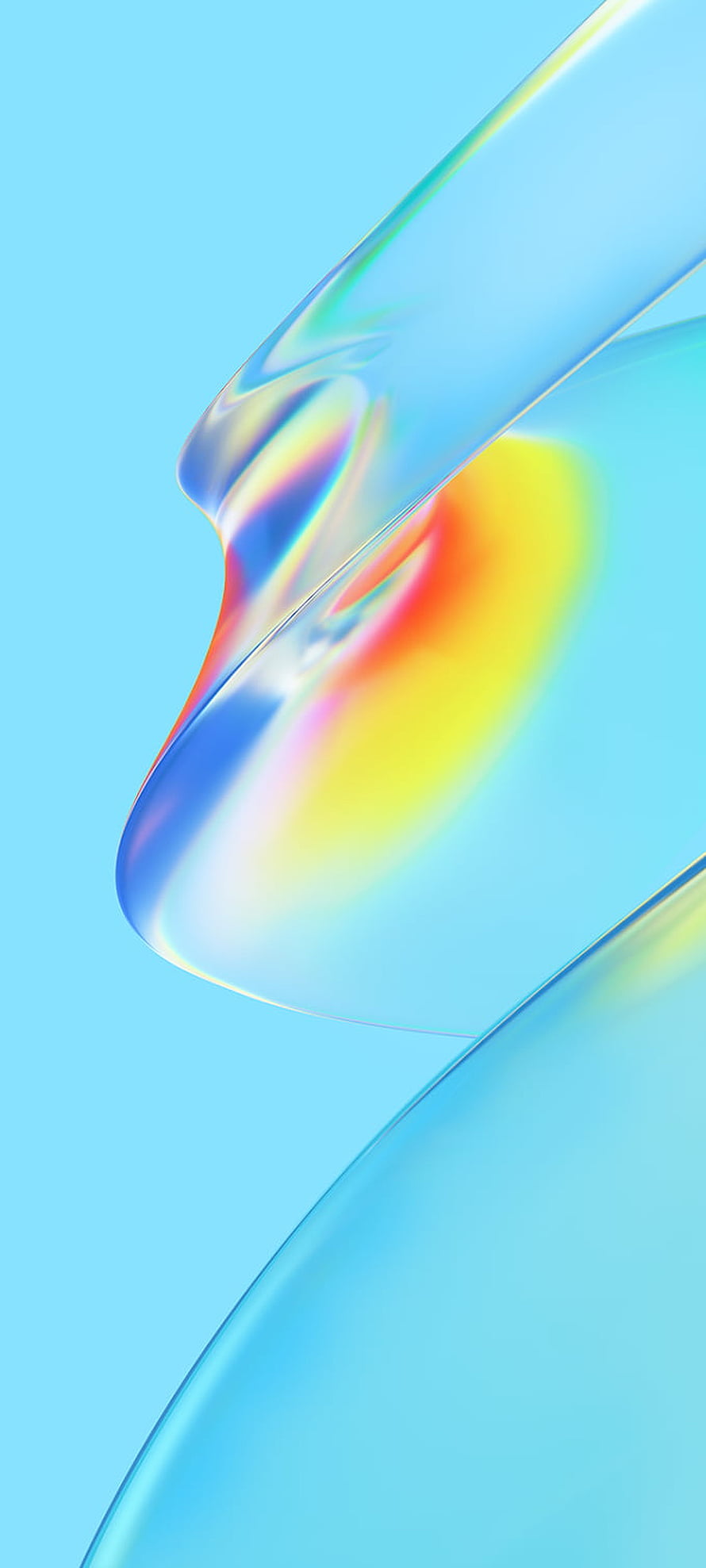 Iridescent Glass Abstract Wallpaper with Rainbow Refractions on Light Blue Background HD phone wallpaper
